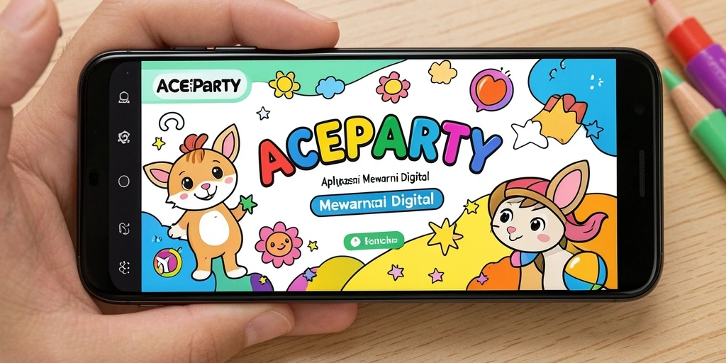 Antarmuka ACEPARTY yang menarik dengan pilihan mewarnai yang beragam.