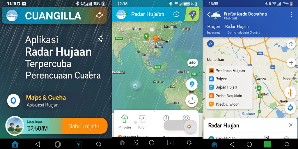 Tampilan antarmuka CUANGILA yang menampilkan radar hujan dengan informasi cuaca terkini.