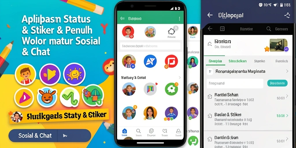 Tampilan antarmuka aplikasi ID678 dengan berbagai stiker menarik.