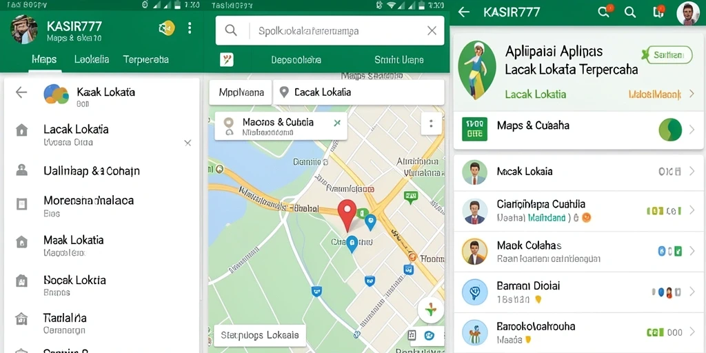 Antarmuka aplikasi KASIR777 untuk pelacakan lokasi yang mudah digunakan.