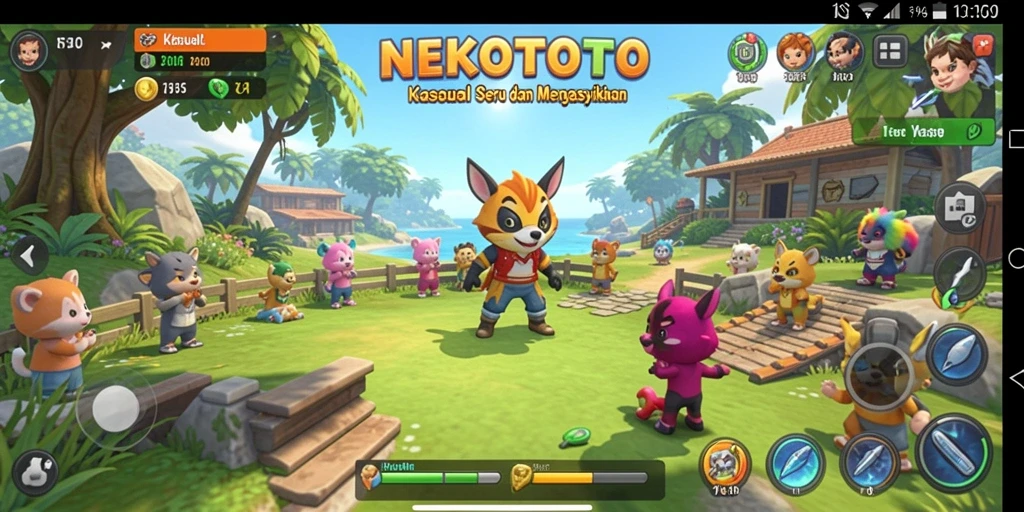 Tampilan antarmuka NEKOTOTO yang colorful dan menarik.