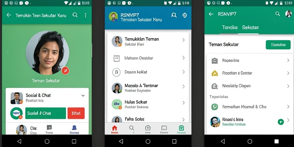Tampilan antarmuka RSNVIP7 untuk mencari teman sekitar.